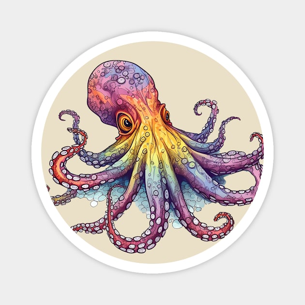 Psychedelic Style Octopus Magnet by DavidLoblaw